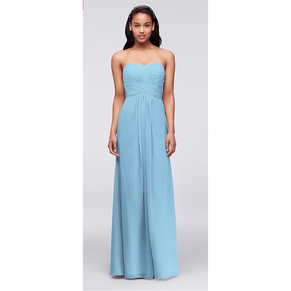 Strapless Chiffon Bridesmaid Dress Capri Blue
